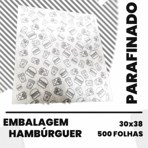 Papel Manteiga Embalar Embrulhar Hamburguer Lanche 30x38