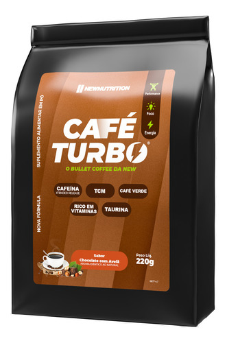 Refil Café Turbo Solúvel 220g em Pó NewNutrition Mais Energia Para Seu Dia