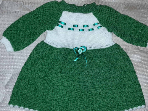 C68 Vestido Bebe Lana Verde Talle 1 