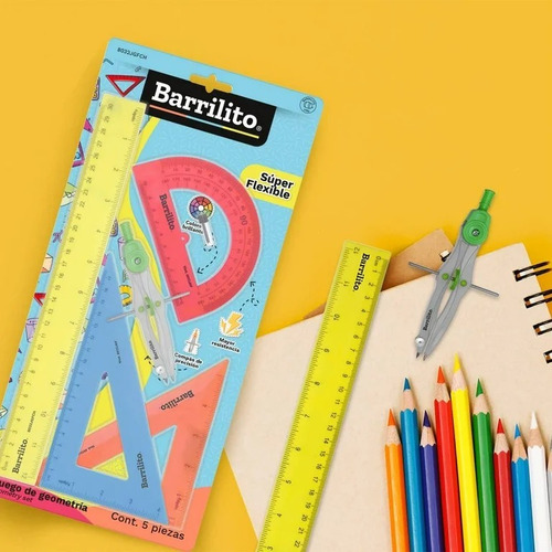 Juego De Geometría Barrilito Super Flexible 5pz