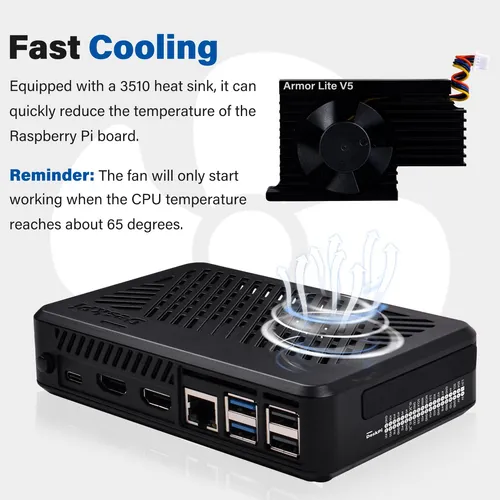 Caja Geeekpi Deskpi Lite Pi5 Con Enfriador Y Hdmi
