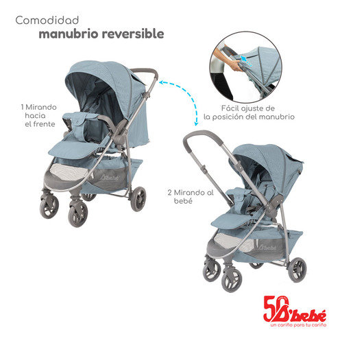 Carriola D Bebé Reversible Travel System Max Menta Menta Gris