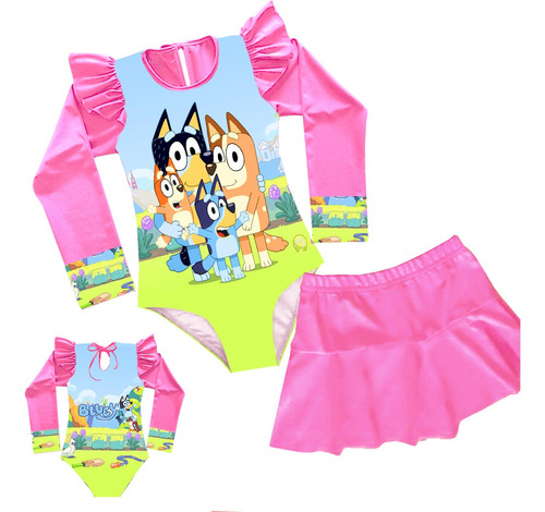 Traje De Baño Bañador Bluey Para Niña Con Falda