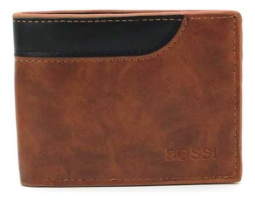 Billetera Tarjetero Hombre Bossi Eco Cuero Con Caja Color Marrón