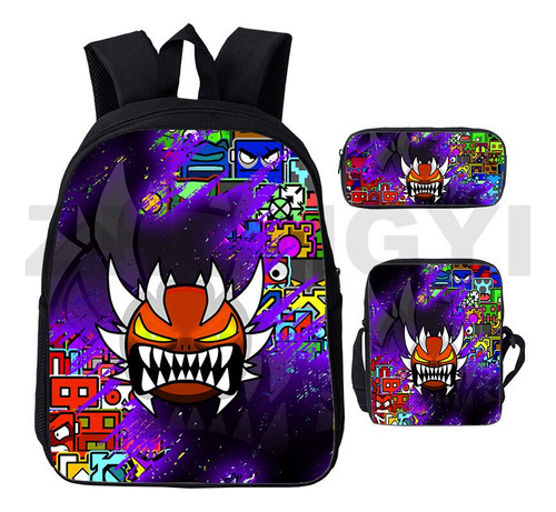 Mochilas 3d Cool Angry Geometry Dash Con Estampado De Dibujo