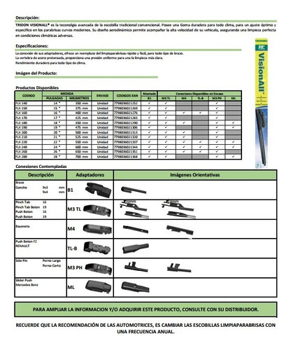 Escobillas Lp Compatible Con Fiat Multipla 2001/+ Flex