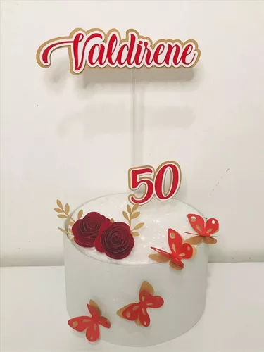 Topo de Bolo Floral Borboleta Topper de Bolo Aniversário