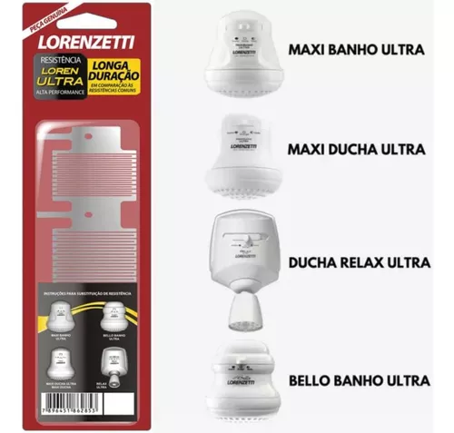 Resistência Lorenzetti para Chuveiro Relax Ultra, Maxi Ducha Ultra, Bello  Banho e Maxi Banho Ultra 220v 5500w