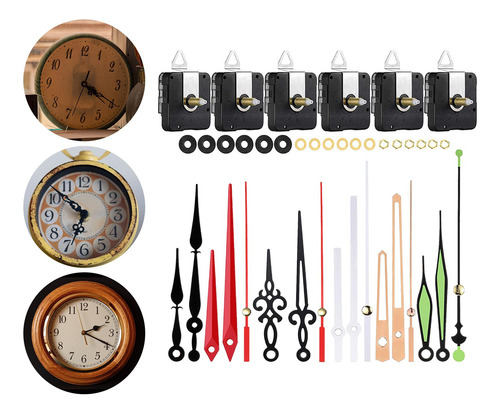 6 Set Diy Reloj De Pared Mecanismo De Eje 20mm Rosca 13mm
