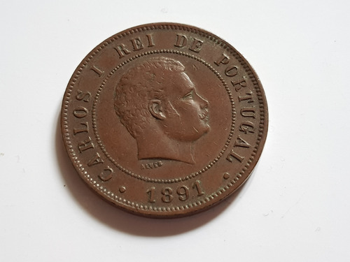 Moneda Portugal 1891 20 Reis Reales Excelente Coleccion