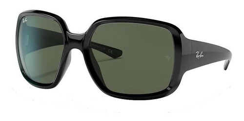 Óculos de sol Ray-Ban Powderhorn Standard armação de náilon cor polished black, lente green clássica, haste polished black de náilon - RB4347