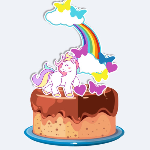 Topo De Bolo Topper De Bolo Personalizado Unicornio Arcoiris