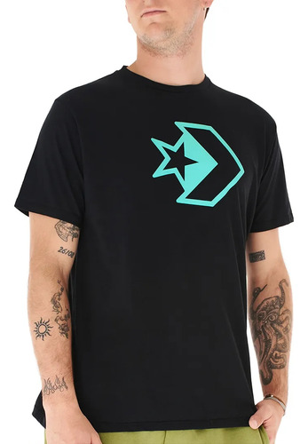 Remera Converse Sticker Cons Negro Celeste Hombre