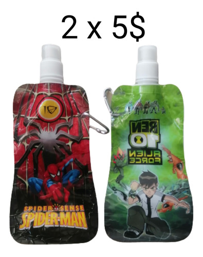 Termo Ecology Plegable Ben 10 Y Hombre Araña 480 Ml