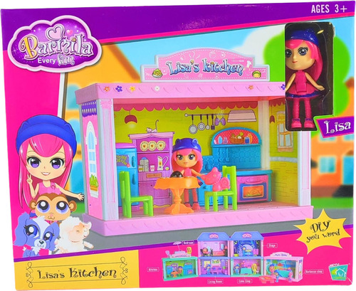 Casa De Muñeca Espacio Cocina Con Accesorios Y Muñeca Color Multicolor