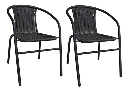 Silla Exterior Apilable Símil Rattan Plástico Pack X 2 Uni