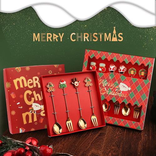 Kits De Cubiertos De Navidad Cucharas De Té 4 Uds. Un