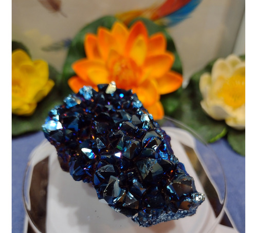 Drusa Cuarzo Aura Azul ( 125 Grs 8 Cm) Calidad Premium