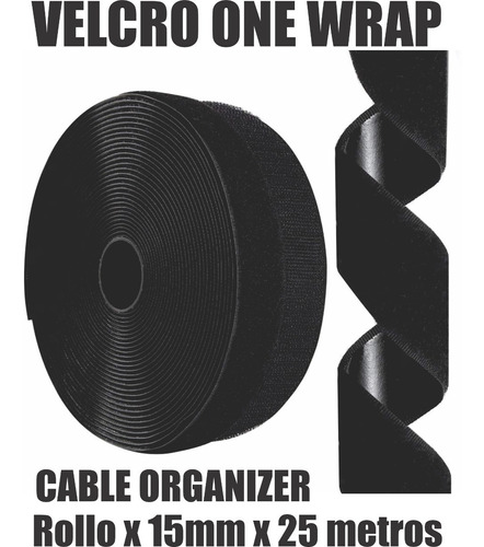 Velcro Cinta Rollo 15mm X 25 Metros One Wrap Organiza Cables