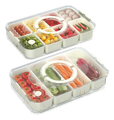 comprar Qk 2pzs Bandeja Dividida Para Servir Con Tapa Y Asa, Caja