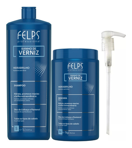 Felps Kit Banho De Verniz Shampoo 1 Litro + Máscara 1kg