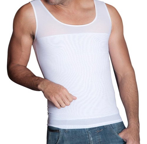 Camiseta Faja Hombre Moldea Figura Corrector Postura Blanca