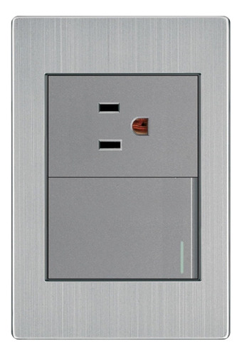 Placa Con Interruptor Y Enchufe Acero Inox Artlite Apl-105 Color Gris