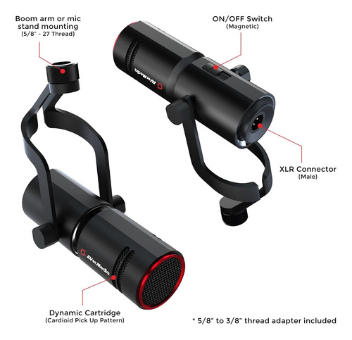 Avermedia Live Streamer Mic 330 - Micrófono Xlr Dinamico...