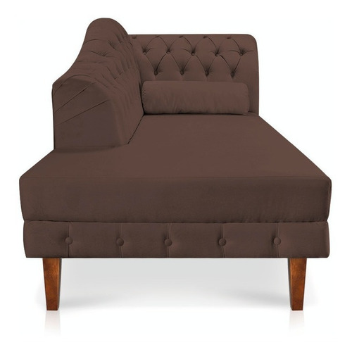 Imagem 5 de 8 de Divã Recamier Capitonê Mônaco 165 Cm Suede Marrom - D'rossi