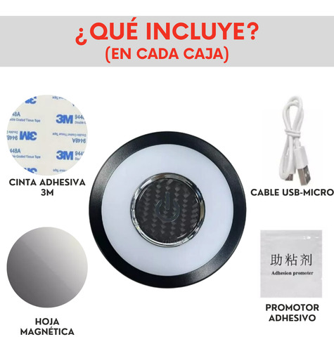 Kit 5 Pzs Luz Led Techo Interior Casa Auto Recargable Usb