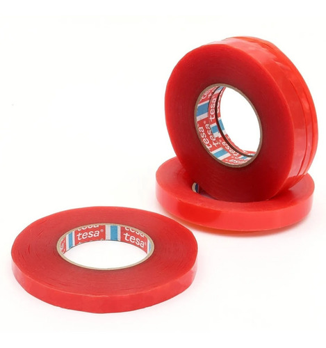Imagem 3 de 6 de Fita Dupla Face Poliéster Vermelha Tesa 4965 1 Rolo 12mmx50m