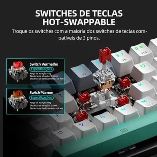 Teclado Machenike K500 B61 Mecanic 60% Abnt2 Rgb Switch Blue