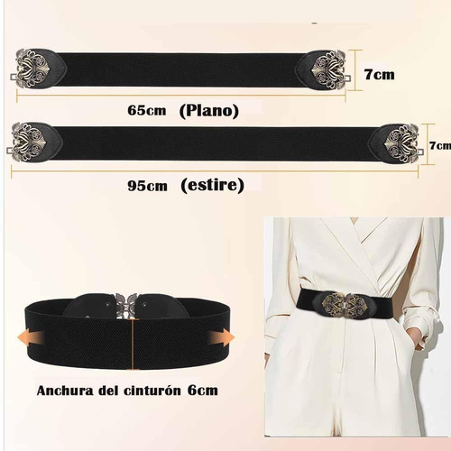 Cinturón Elástico Ancho Para Mujer Cinturón Sin Hebilla