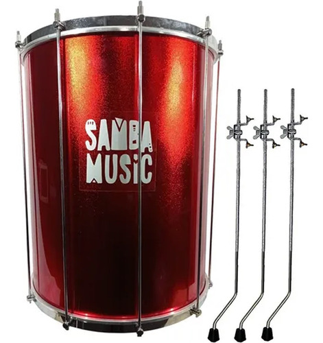 Surdo Madeira 18 Pol 60cm Com Tripé Music Samba Pagode Pvc