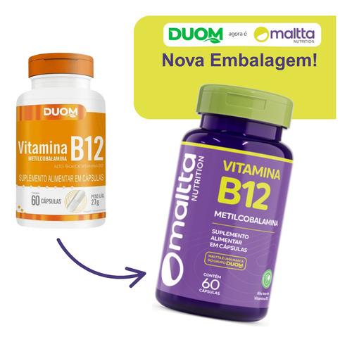 Vitamina B12 Metilcobalamina 60 Cápsulas Duom Original Pura