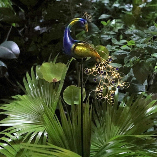 Lámpara Solar De Pavo Real Para Exteriores, Lámpara Solar