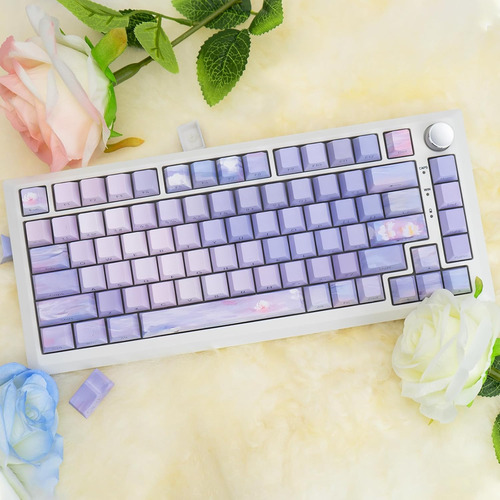 Pbt - Juego De Teclas Impresas En Color Morado Degradado Con