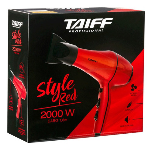 Secador Cabelos Taiff Style Red Jato De Ar Quente E Frio Cor Vermelho Vermelho