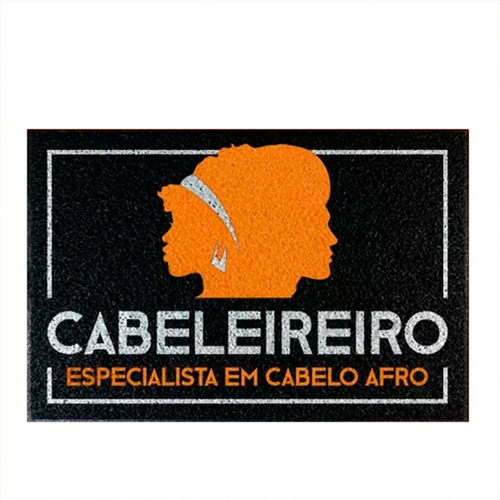 Tapete Capacho - Cabeleireiro Especialista Cabelo Afro Hm Cor Preto Desenho do tecido C249