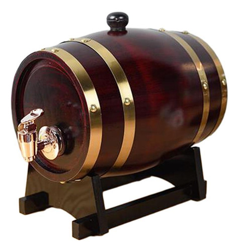 Dispensador De Barril De Madera Rústica Con Soporte, 1.5l