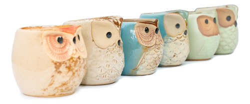 Imagen 2 de 10 de Macetas Mini Lapiceros X6 Unidades Ceramica Diseño Buhos