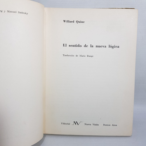 Antiguo Libro Sentido Nueva Lógica Quine 1958 1ed Mag 61883 (Usado)