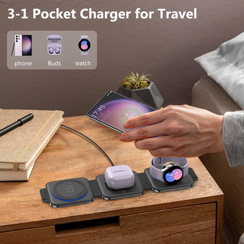 Cargador De Viaje Samsung Modelo 3 En 1 Para Galaxy S25 S24 Color
