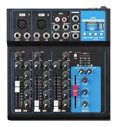 Ross F-4 Mixer 5 Canales + Bluetooth + Usb + Phanton Power