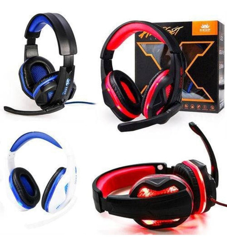 Fone De Ouvido Gamer Microfone Luz Led Headset Usb P2 Knup