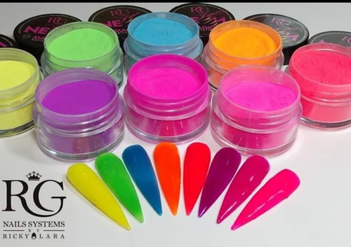 Colección Rg Nails Neón De 8 Polímeros De 14 G.