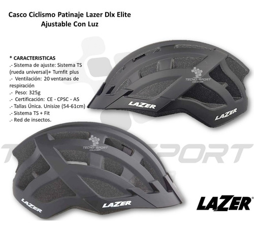 Casco Ciclismo Patinaje Lazer Elite Ajustable Con Luz