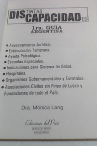 Distintas Capacidades -dra Mónica Lang -(1ra Guía Argentina)