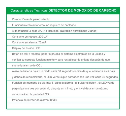 Detector De Monoxido Carbono Autonomo Digital Alarma X 2