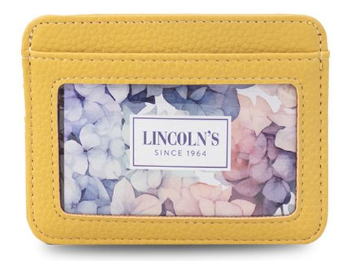 Tarjetero De Dama Con Visor Al Frente 3 Tarjetas Lincolns Color Mostaza Diseño De La Tela Liso